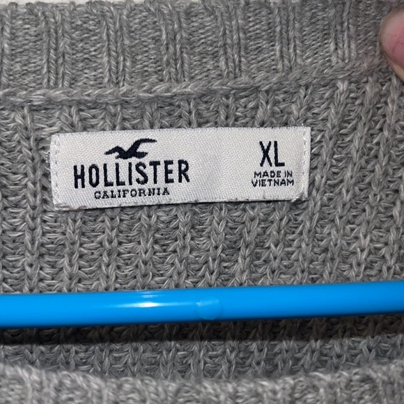 Hollister Chunky Knit Variegated Gray/white Cropped Sweater Womens size XL - Picture 3 of 3